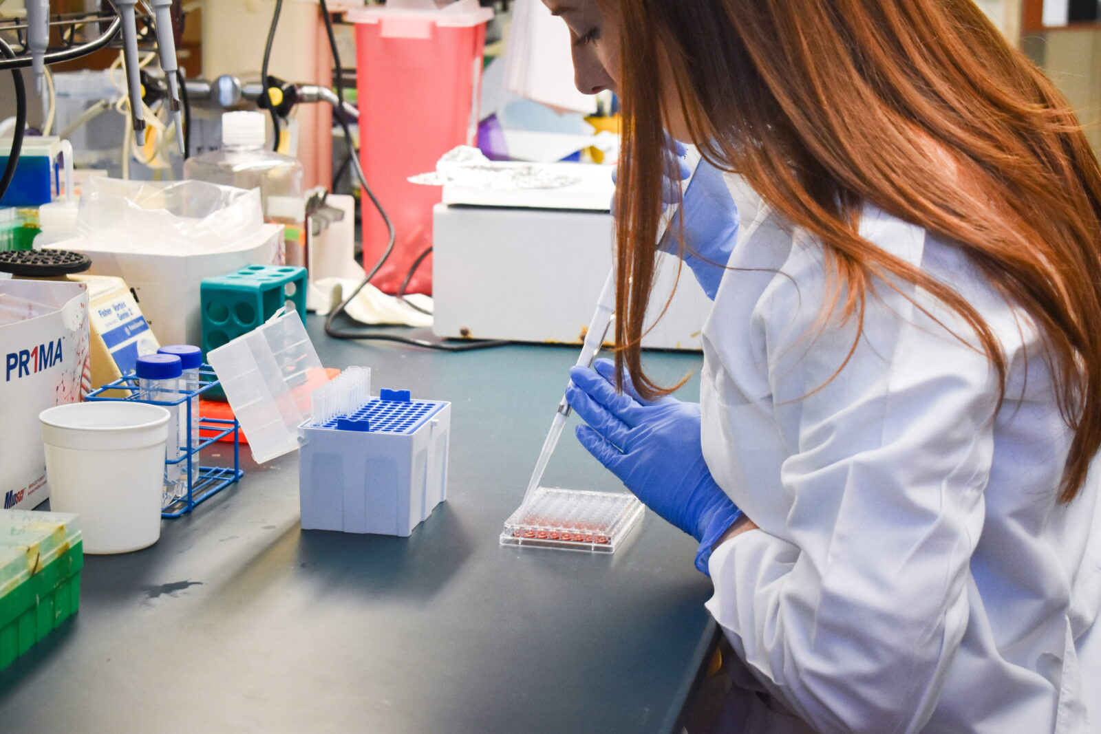 Scientist with pipette