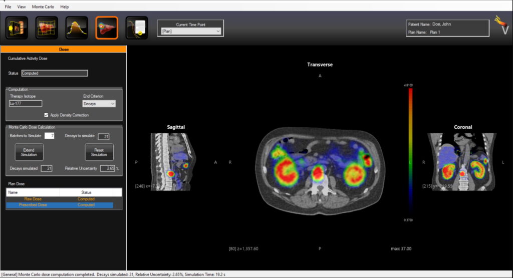 Dosimetry software screenshot